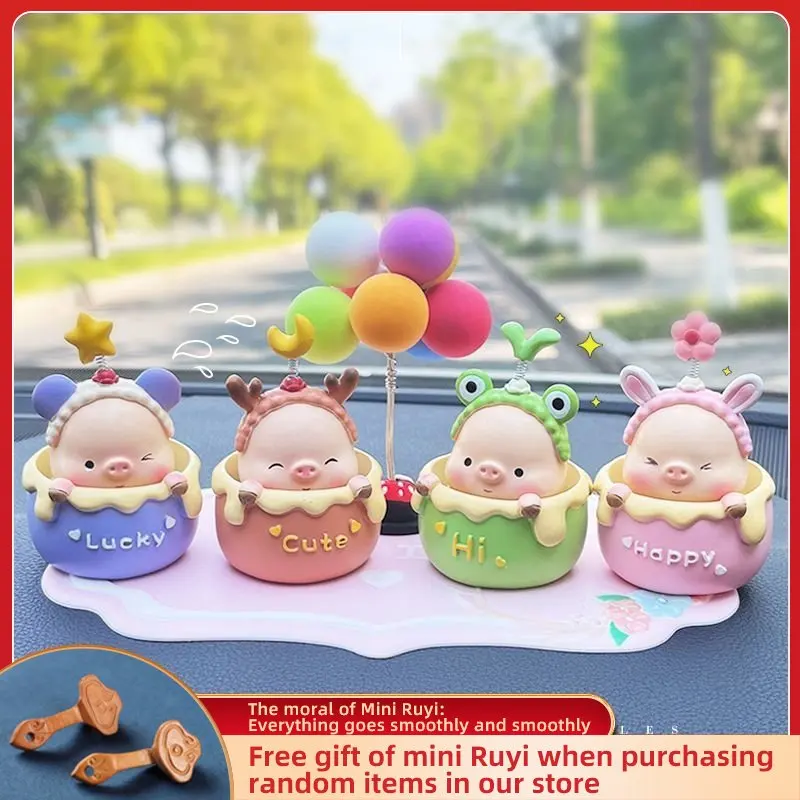 

Resin Cartoon Cute Pig Car Ornament Micro Landscape Bonsai Decoration Desktop Creative Trinket Home Accessories Figurines
