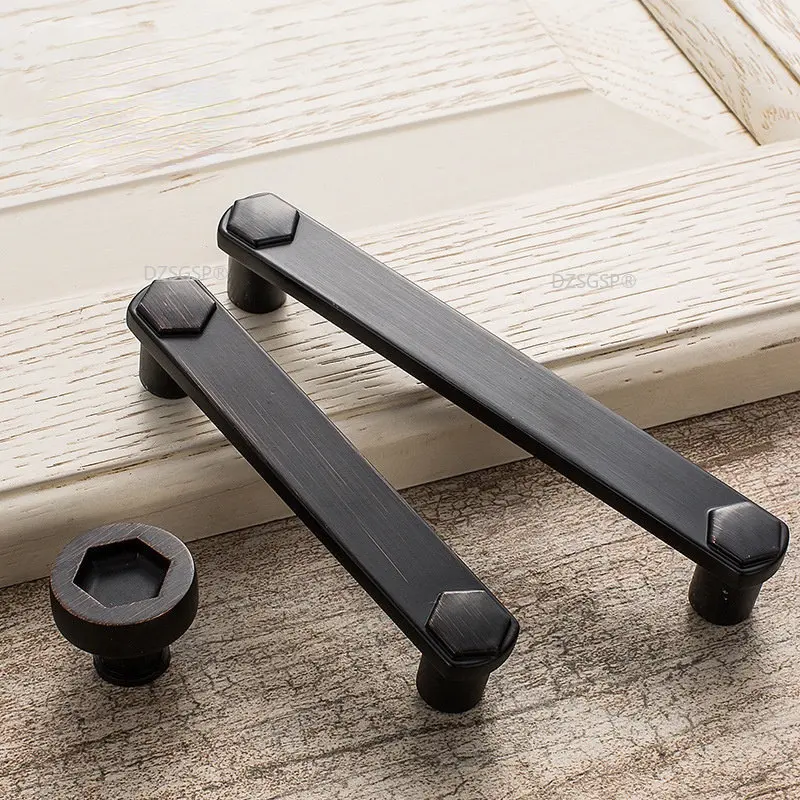 

American Antique Knobs Rural Black Bronze Handle Wardrobe Shoe Cabinet Door Handles Drawer Pulls Furniture Handles Hardware