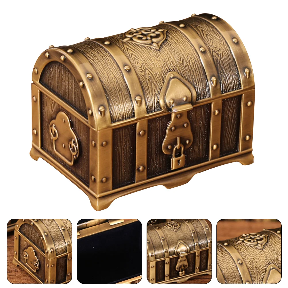 

Box Jewelry Treasure Trinket Vintage Storage Metal Wooden Case Organizer Pirate Ring Retro Keepsake Wood Holder Mini Boxes