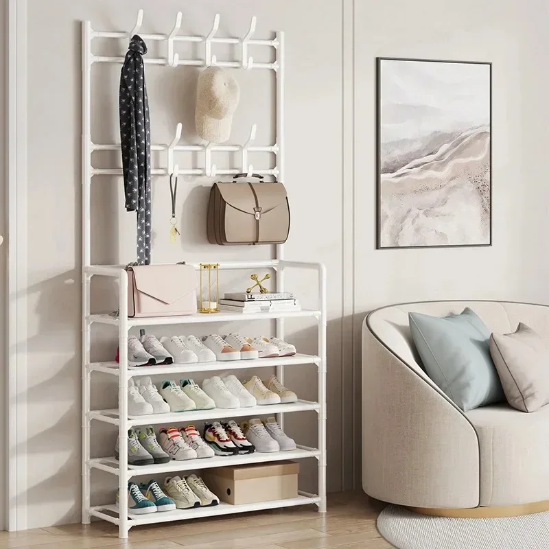 

3/4/5 Layers Integrated Simple Entryway Shoe Rack Coat Hat Racks Home Bedroom Strong Load-bearing Shoe Cabinet Bag Storage Hange