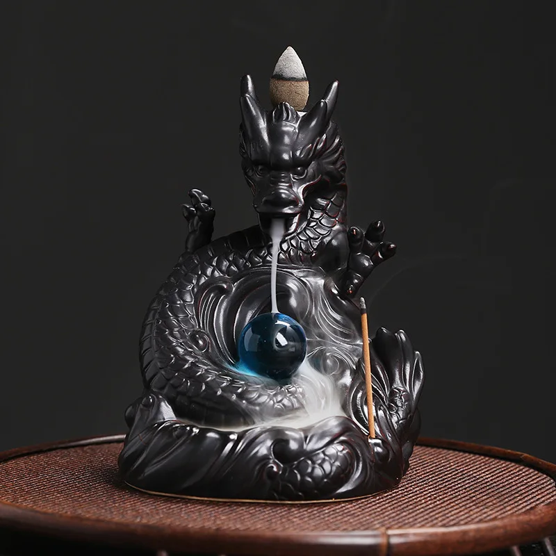

Original Classic Chinese Dragon Backflow Incense Burner Creative Ceramic Large Dragon Play Pearl Incense Burner Home Decoration