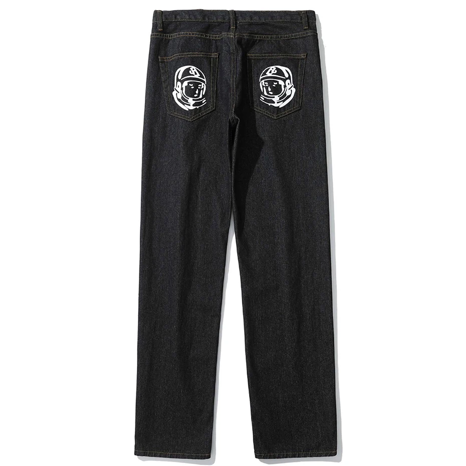 Hip Hop Streetwear Baggy Jeans Dog Printed Loose Straight Denim Pants Men Black Harajuku Jeans Trousers