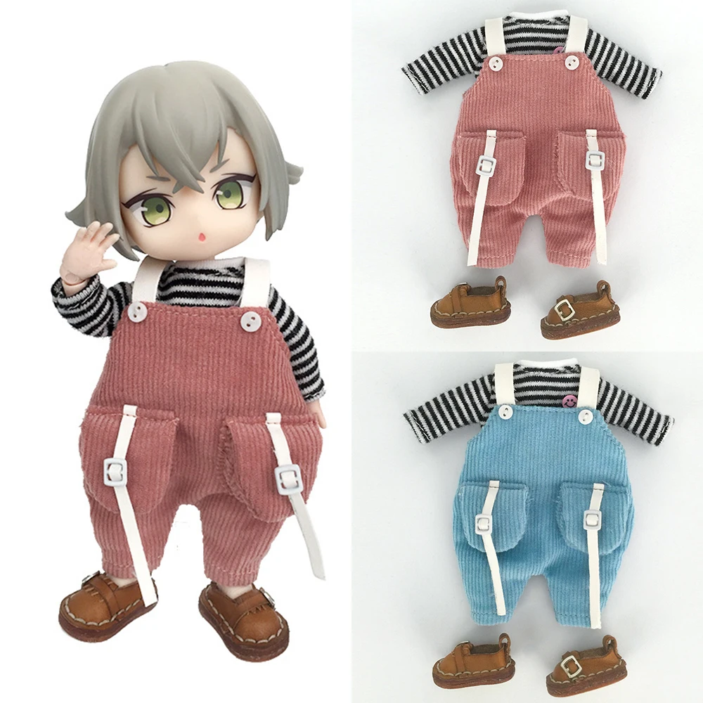 

OB11 Doll Bib Pants Solid Color Casual Jumpsuits Dolls Multi Pockets Suspenders Cargo Overall For Nendoroids, P9, Gsc, Obitsu11