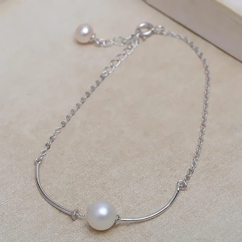S925 Silver Flower Bracelet Women through-Hole Beads DIY Pearl Jewelry Accessories Semi-Finished New 2883