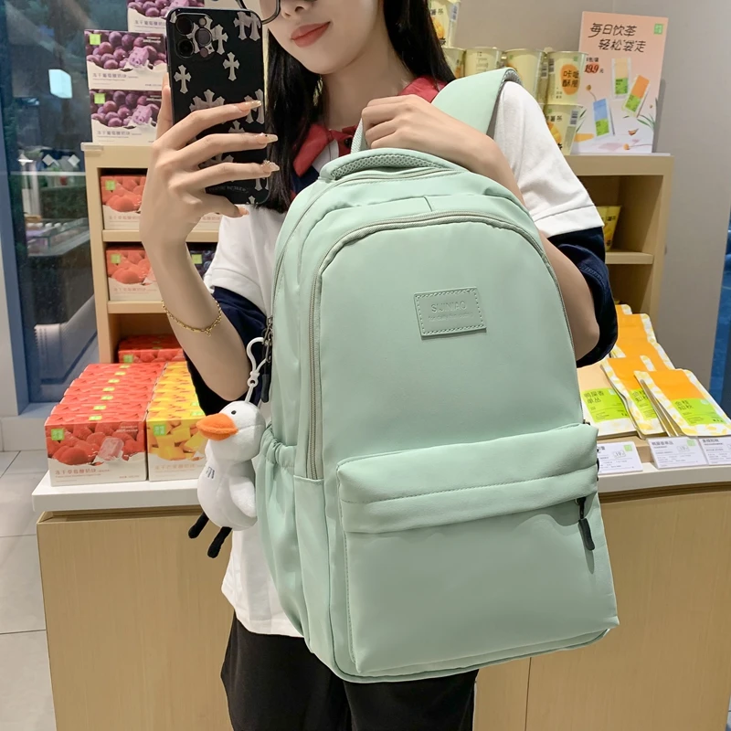 

Женский вместительный водонепроницаемый рюкзак, школьный ранец, дорожная сумка для ноутбука в стиле Харадзюку, однотонный вместительный студенческий портфель