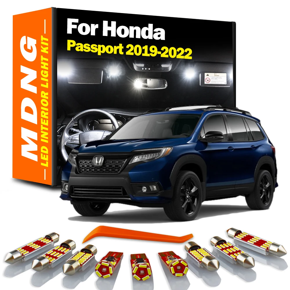 

17 шт. MDNG для Honda Passport 2019 2020 2021 2022, Автомобильные светодиодные лампы для салона, карты, купольсветильник лампы, комплект без ошибок, автомобиль...