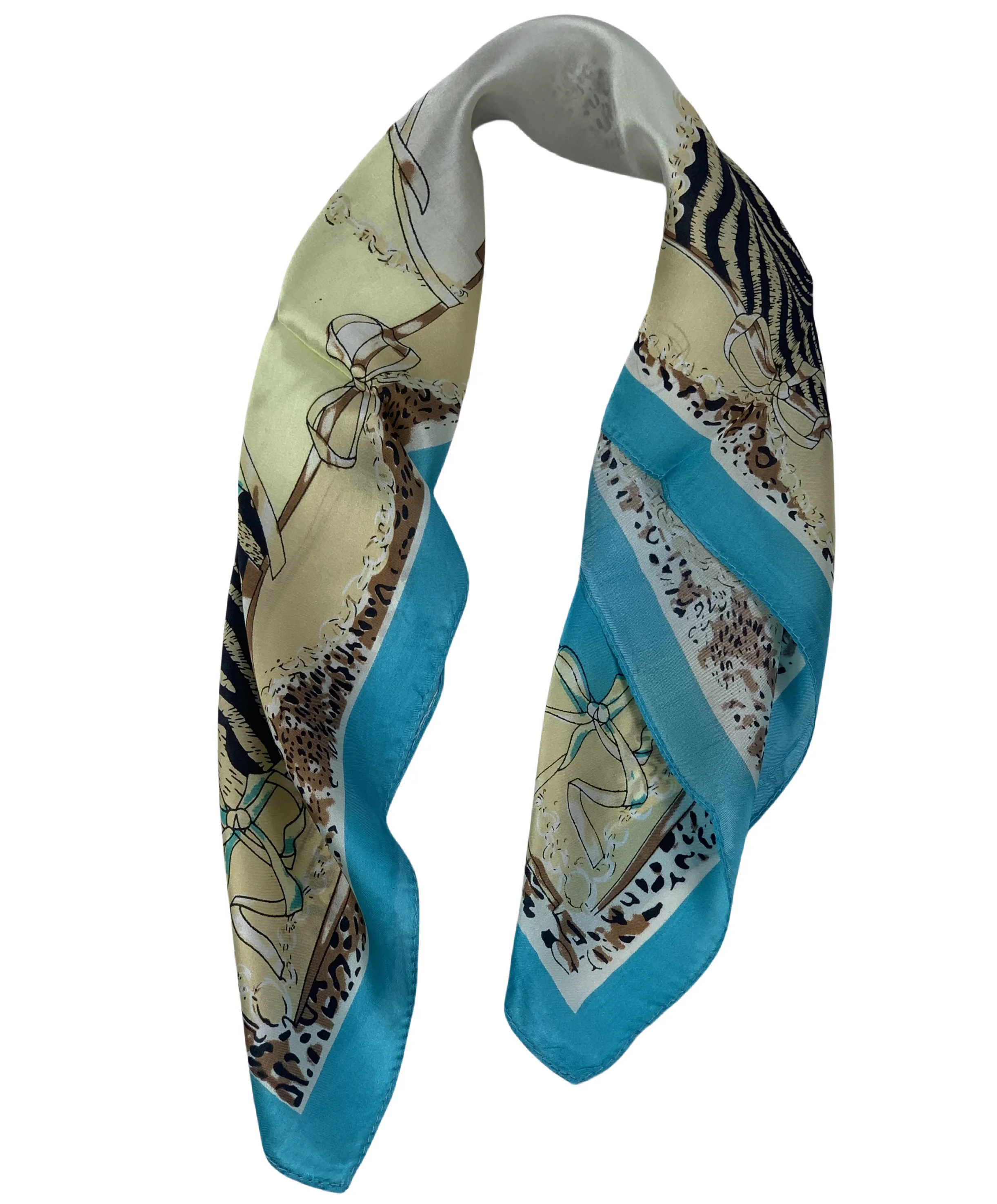 100% шелковый шарф брендовый 50 см * в животном стиле роскошный шейный платок синего
