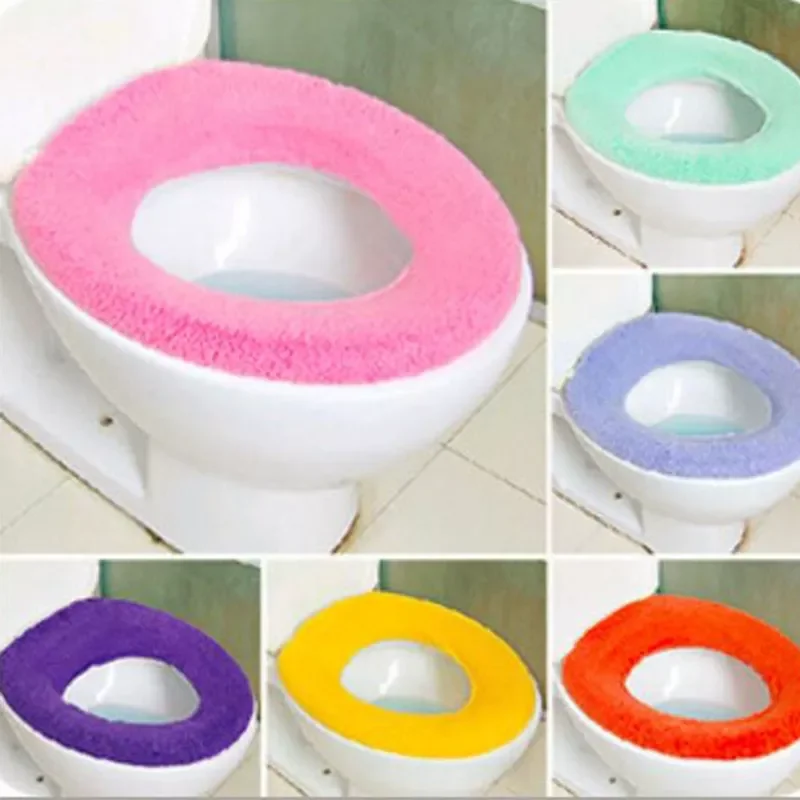 

2023NEW 1pc Bathroom Toilet Seat with Handle Closestool Washable Soft Winter Warmer Mat Pad Cushion O-shape Toilet seat Bidet Co