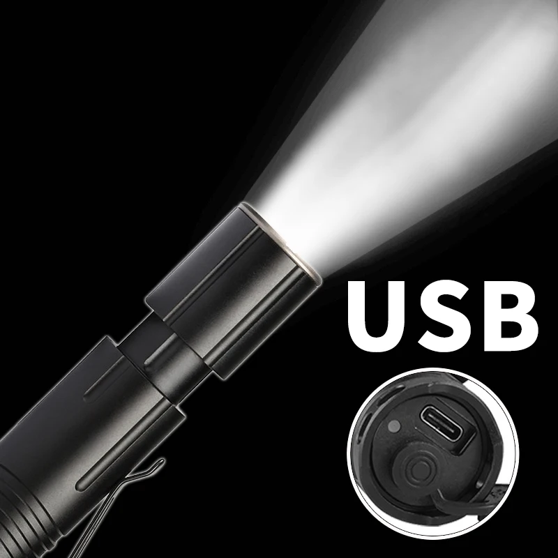 

Zoom charging small and light pen clip strong light tactical flashlight