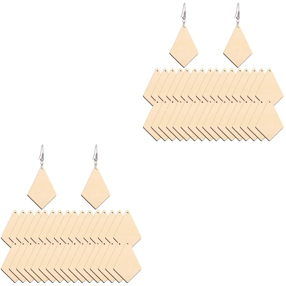 

100 Pcs Geometric Shaped Earrings Bracelet Charms Wooden Eardrop Casual Jewelry Bamboo Necklace
