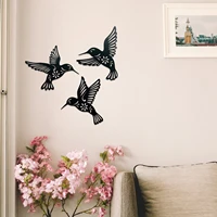 3 pcs black bird wall art hanging birds outdoor decoration hummingbird sculpture for bedroom living room garden home wall decor