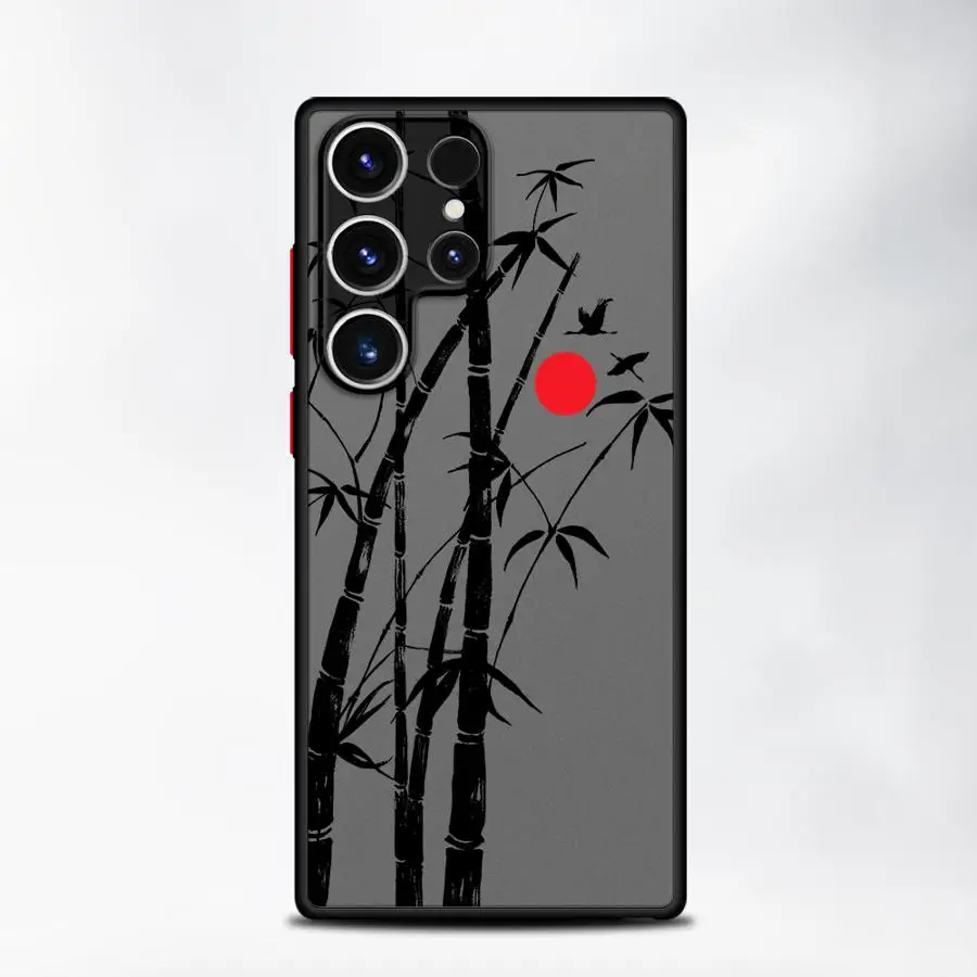 Фото Чехол для Samsung Galaxy S26 S22 S21 S23 FE Note 20 10+ S24 Plus S20 S25 Ultra в китайском стиле с рисунком чернил и бамбука №4