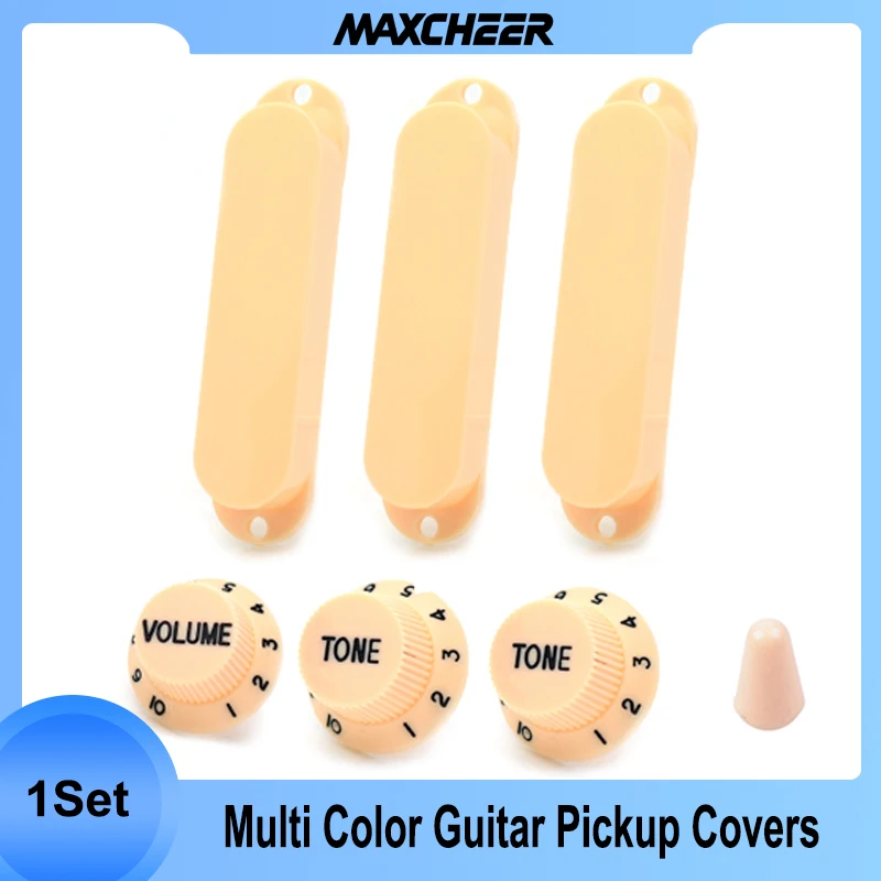 

3Pcs Single Coil Guitar Pickup Covers Plastic Tone volume Speed Control Knob Switch Tip for FD ST Electric Guitar Closed