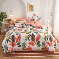 4pcs modern nordic leaf print bedding set bed linen bedclothes duvet cover set with pillowcase single queen king quilt covers