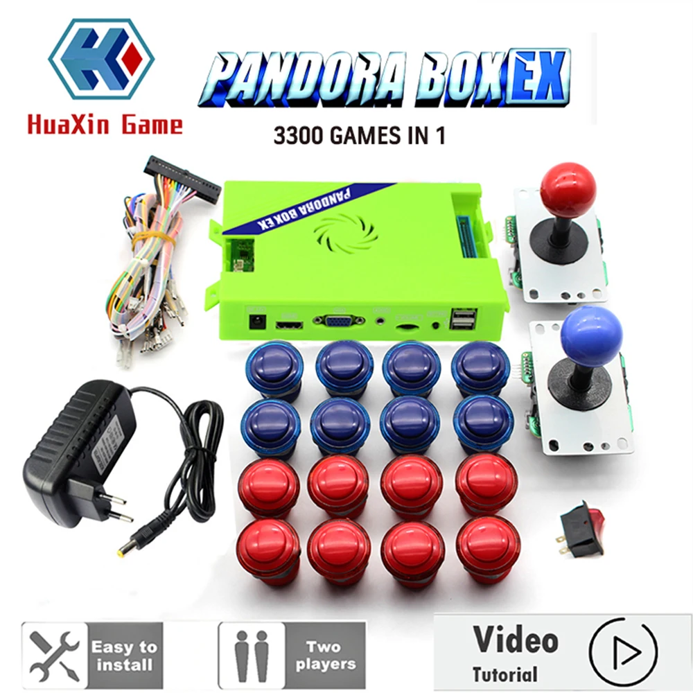 DIY Arcade Machine Cabinet Bundle Original Pandora Box EX 3300 Game Console Set with Push Buttons Copy Sanwa 8 Way Joysticks