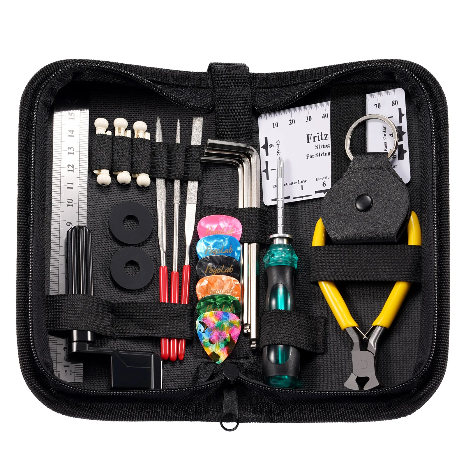 

25 Pieces of Guitar Repair Kit Organizer Measuring Tool File Hex wrench Screwdriver ruler String Action Ruler Acoustic Guitar