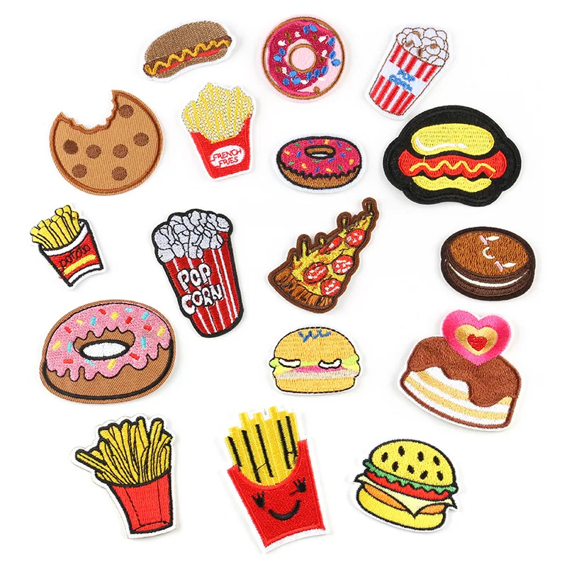 

17pcs/set Burger fries pizza Shop clothing Ironing Embroidered Patch DIY Clothing T-Shirt Denim Backpack Fashion applique badge