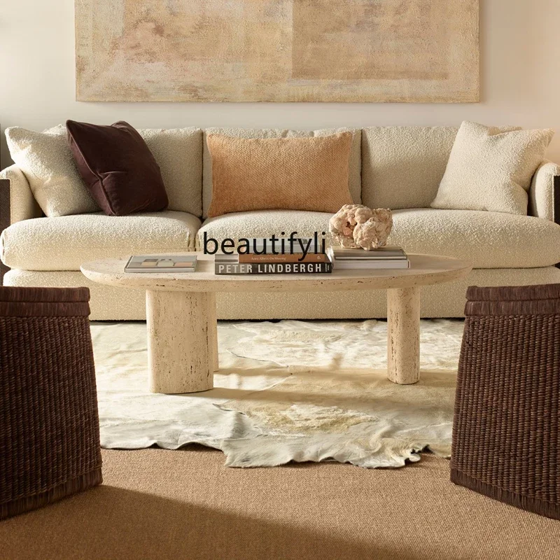 Ваби песочный ветер натуральный травертин журнальный столик маленькая квартира