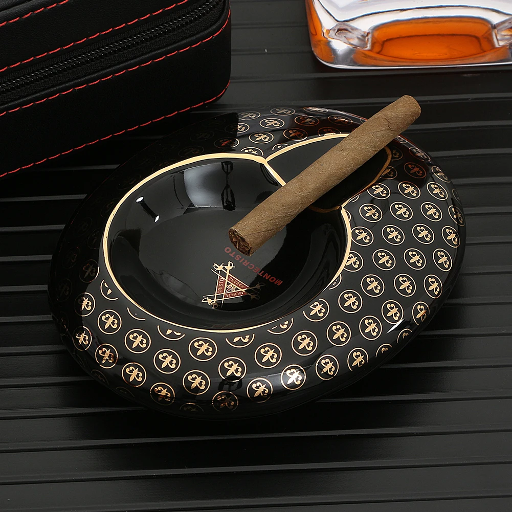 

GALINER Luxury Cigar Ashtray Ceramic Holder Outdoor Smoking Ash Tray Rest Accessories Portable Tobacco Single Holder Home