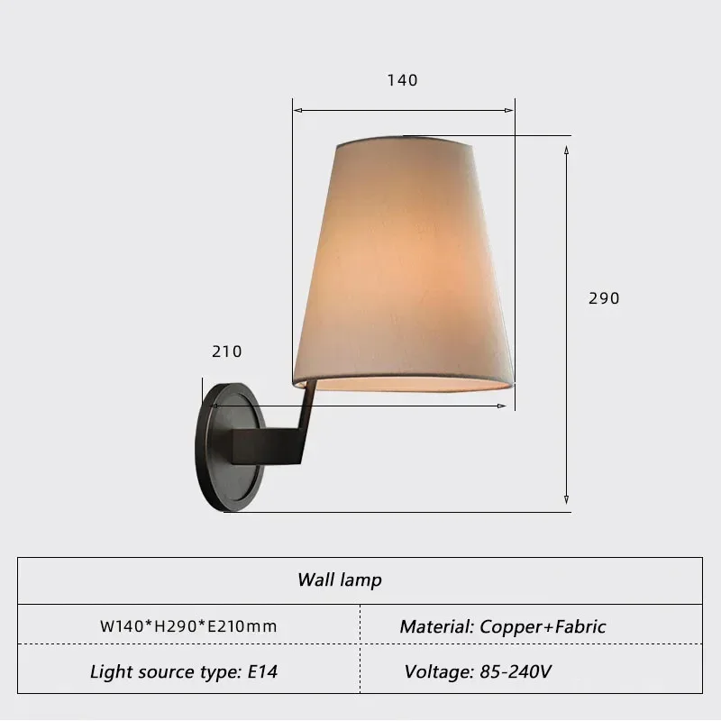 

Медный тканевый настенный светильник Blonche