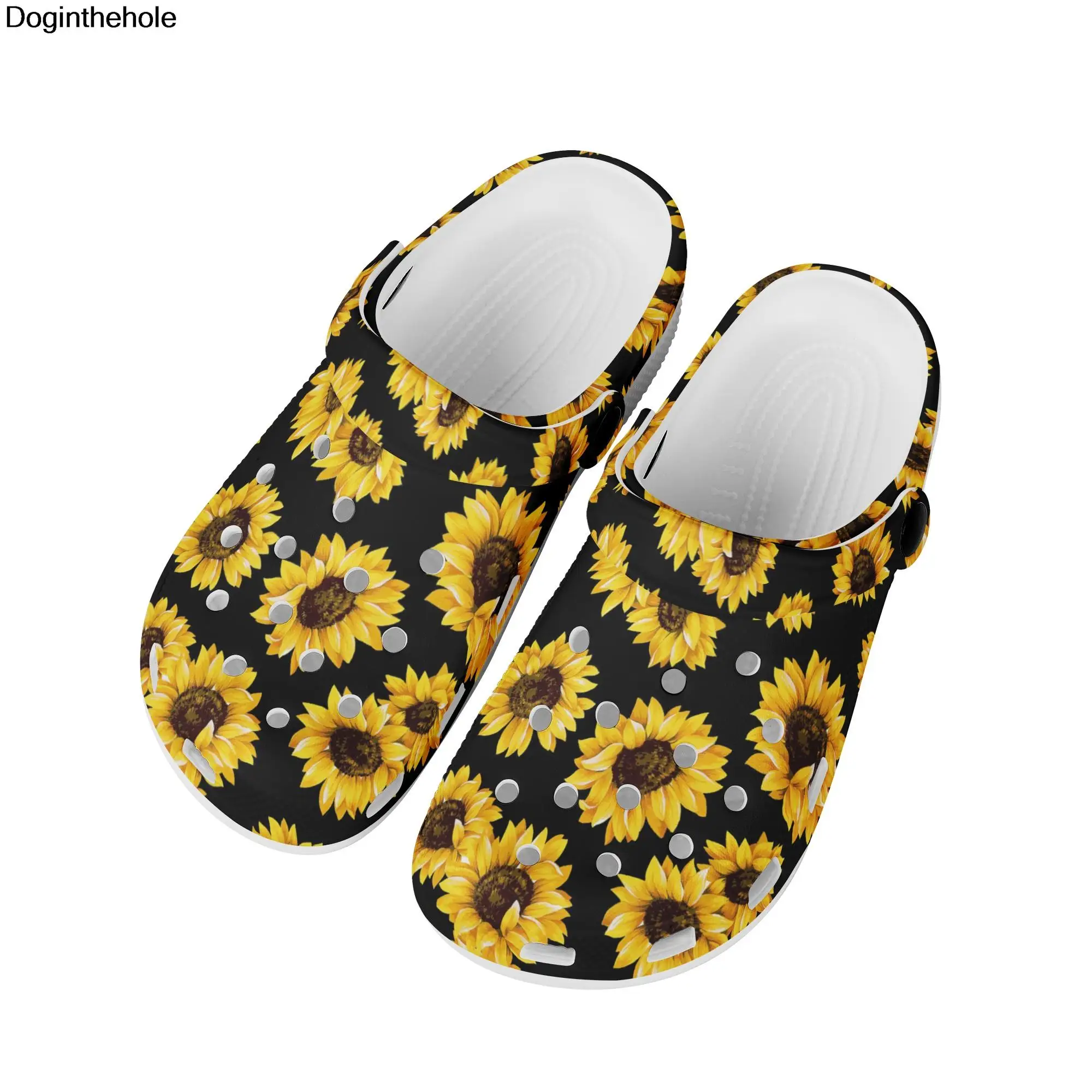 

Women's Hole Shoes Sunflower Print Teens Girl Casual Sandals Anti-slip Beach Light Shoes Breathable Home Slipper Shoes Femininas