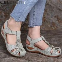 2022 women sandals flower solid color wedge ladies fisherman sandals soft outdoor comfy casual summer beach female water shoes
