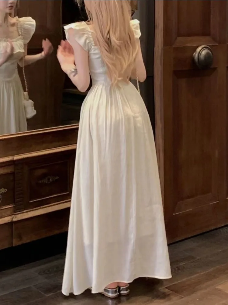 Платья для женщин повседневные шикарные однотонные с летящими рукавами стильные