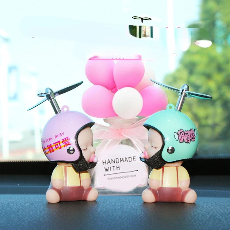 

Automobile and motorcycle accessories Car Toy Duck Pacifier Baby Doll Cute Kids With Helmet + Safe Helmet Cap for Car Dashboard