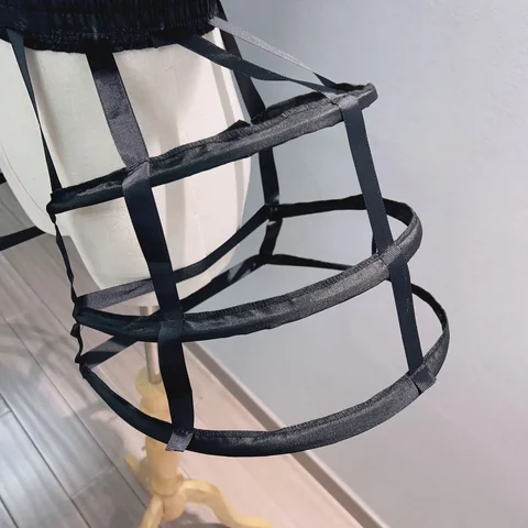 Классический черный кринолин в стиле рококо с поясом и вырезом спереди, полая клетка, корзина с 3 обручами, нижние юбки, бальное платье, короткая нижняя юбка