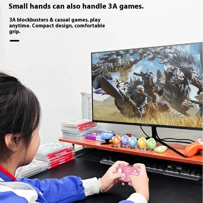 Фото Мини-игровой контроллер ShanWan Q37Pro, портативные беспроводные Bluetooth-геймпад с джойстиком Hall для ПК, IOS ANDROID Steam, 4 режима, подарок №5