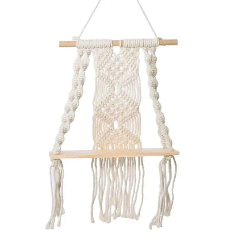 

Wall Hanging Shelf Handmade Plant Hanger Boho Plant Pot Holder Cotton Rope Handwoven And Durable Household Shelf
