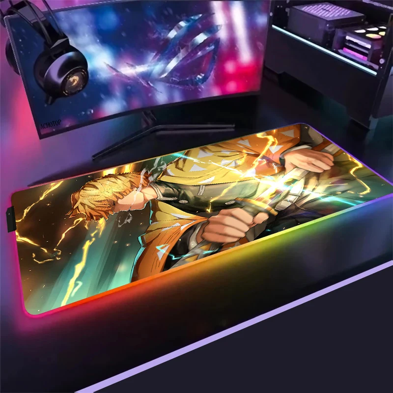 

Demon Slayer Gaming Mouse Pad RGB Kawaii Computer Mouse Pad Large Gaming Mousepad XL Mouse Pads Pink PC Gamer 900x400 Desk Mat