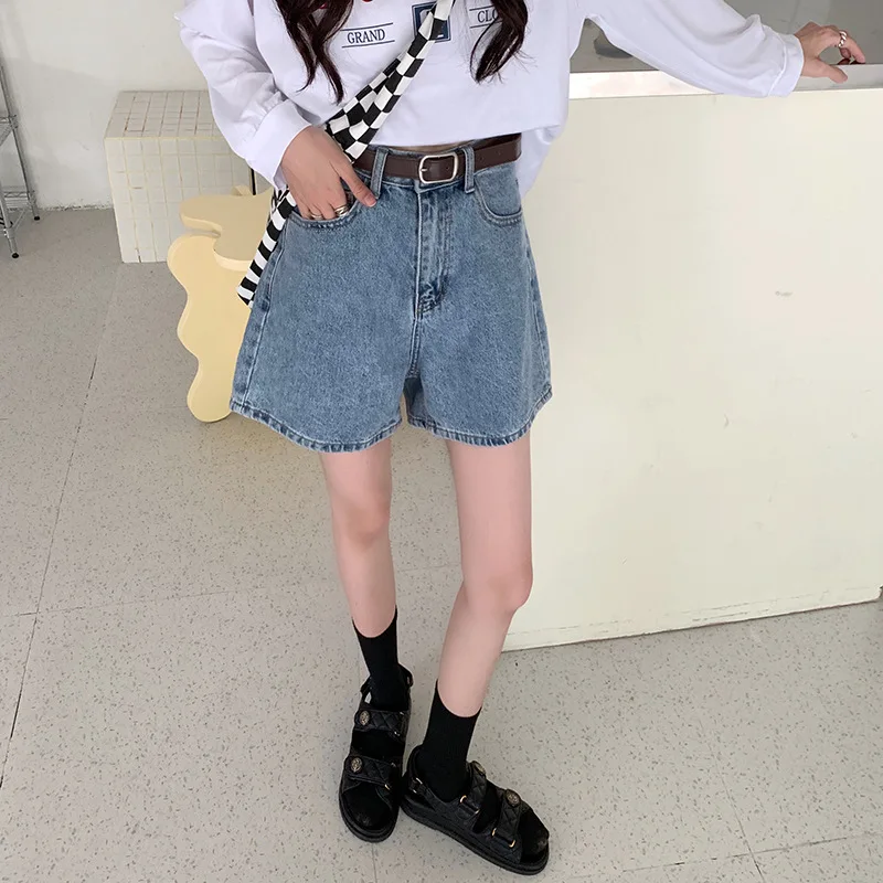 2023 Vintage High Waist Straight Fashion Jeans Summer Loose All-match Shorts Solid Casual High Street Jeans Shorts for Women