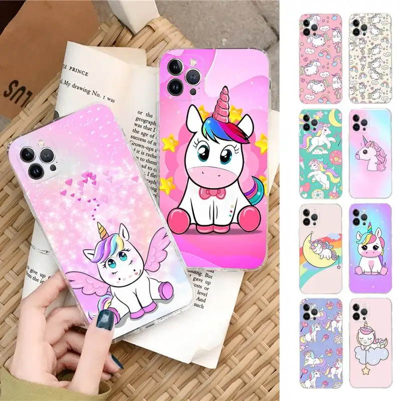 

Lovely Cartoon Unicorn Phone Case Silicone Soft for iphone 14 13 12 11 Pro Mini XS MAX 8 7 6 Plus X XS XR Cover