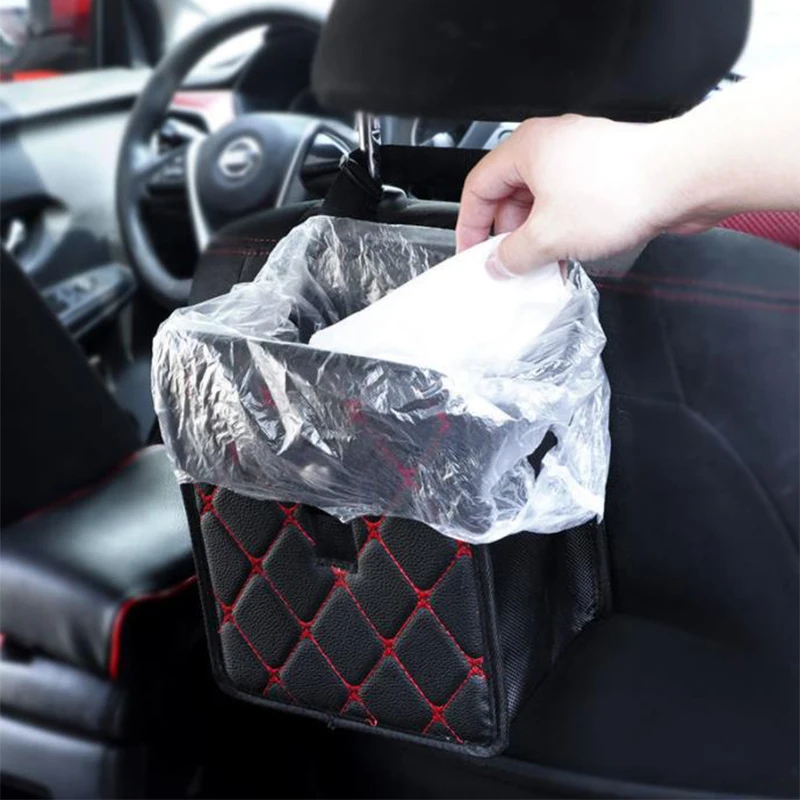 

Автомобильная корзина для мусора на заднее сиденье, подвесная складная коробка для хранения, контейнер для мусора, автомобильный органайзе...