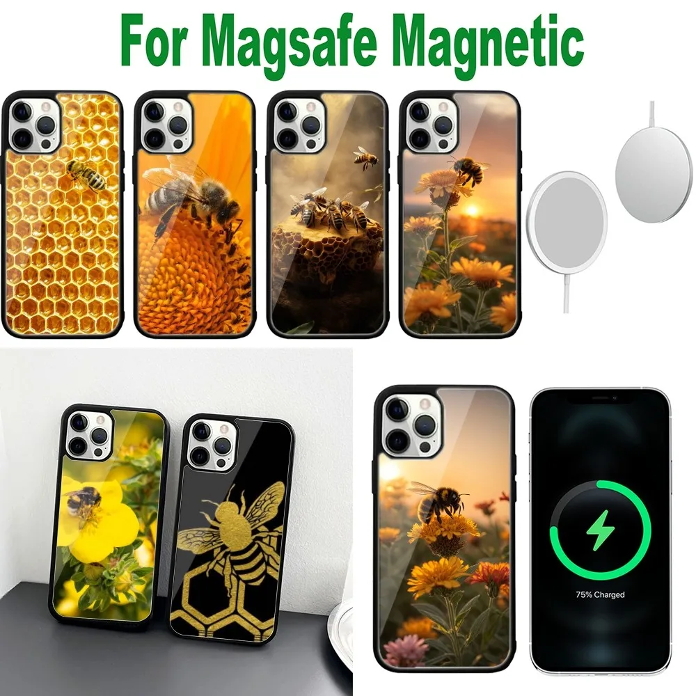 Чехол для телефона Bee Honey iPhone 16 15 14 13 12 11 Plus Pro Max Mini Magsafe с магнитной беспроводной