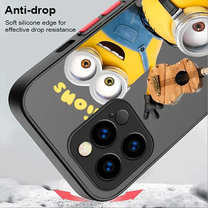 Милый Забавный Матовый Жесткий чехол M-Minions для iPhone 15 14 13 12 11 Pro Max mini X XR XS 7 8 6 Plus SE 2020