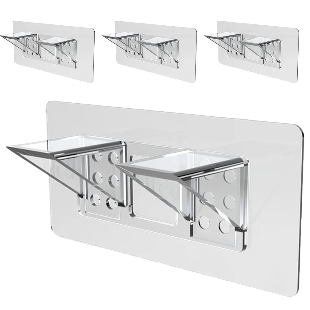 

4pcs Adhesive Shelf Pegs Transparent Punch Free Cupboard Shelf Supports Pegs