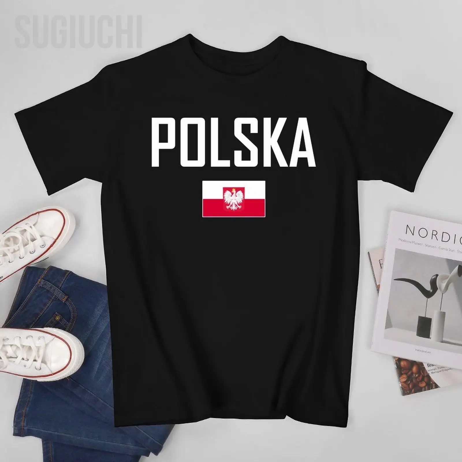 

Unisex Men Tshirt Poland POLSKA Flag And Font Tees T-Shirt O-neck T Shirts Women Boys 100% Cotton Clothing More Color