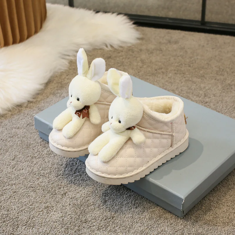 Зимние ботинки для девочек бархатные теплые снега хлопковая обувь с мультяшным