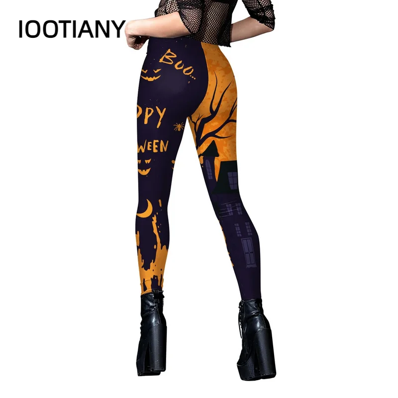 IOOTIANY Halloween Party Fashion Leggings Sexy Casual Women Leggings Tight Fitness High Elastic Pants Push Up Seam Leggings