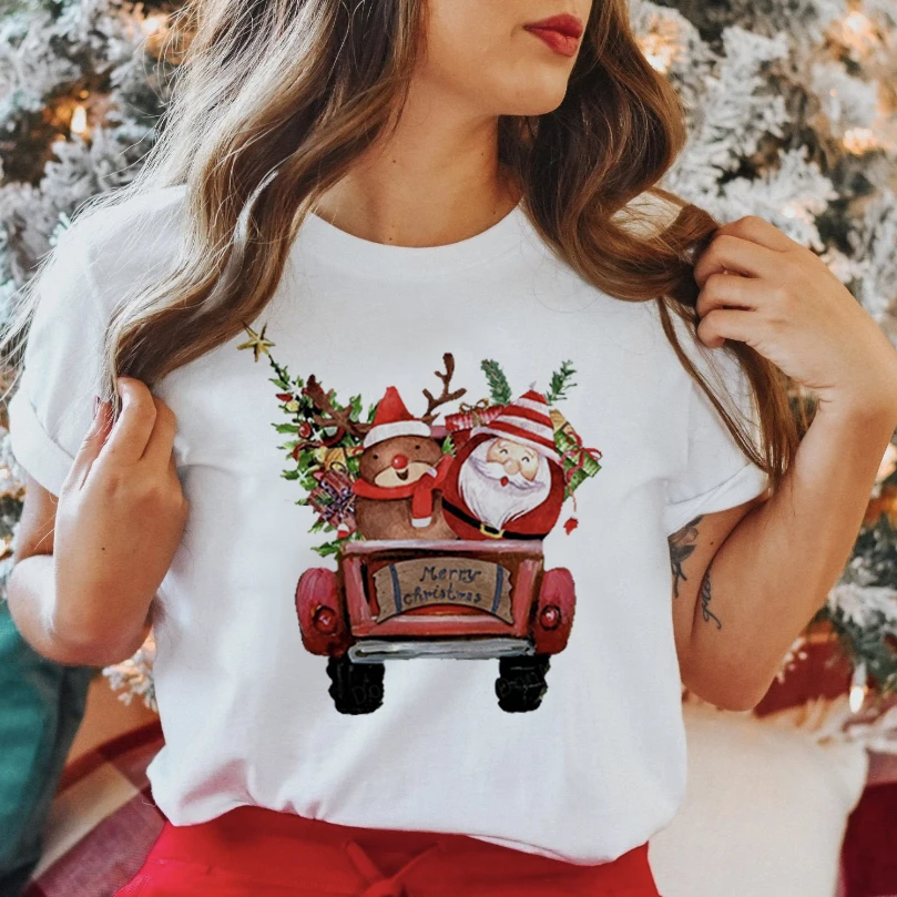 

Women Satan Beer Cute T Shirt Print Tops Retro New Year Merry Christmas Season Wear T-Shirt Winter 2023 Clothing Graphic Tees