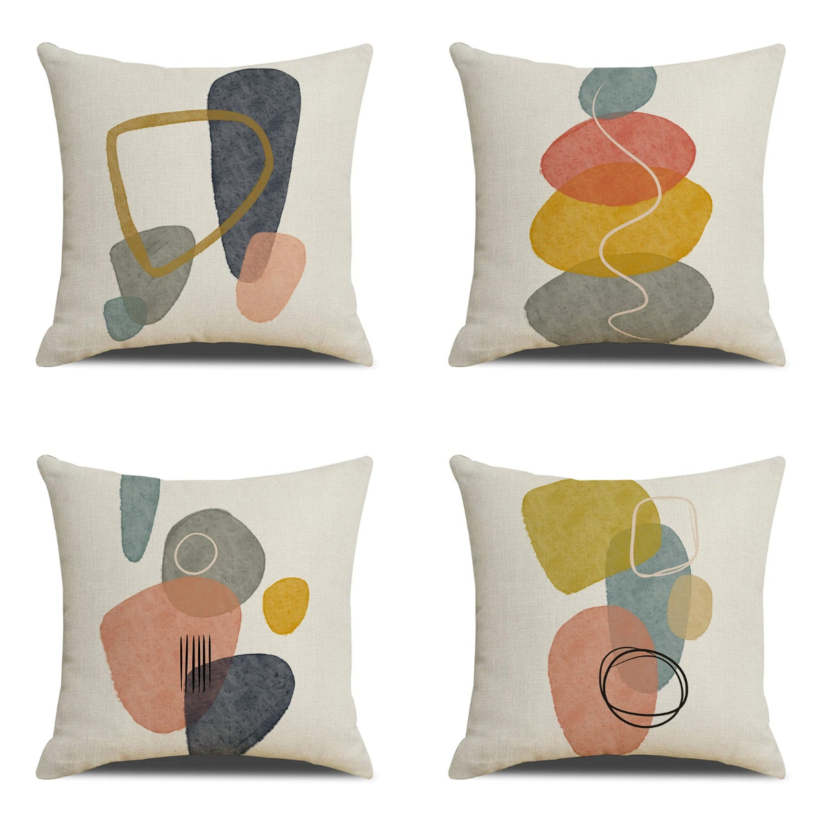 

Hot Creative Modern Abstract Painting Geometry Linen Cushion Case Fashion Art Patterns Sofa Pillows Case Livingroom Throw Pillow