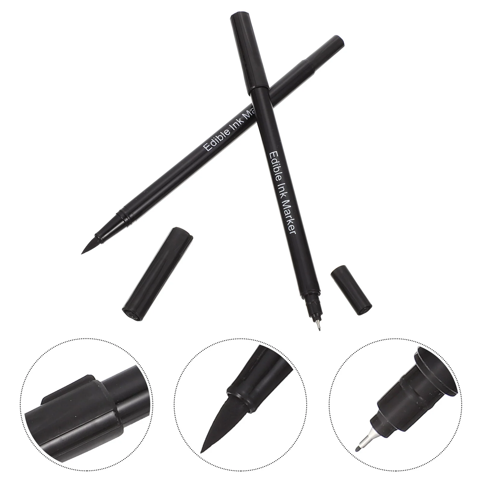 

2 Pcs Baking Pen Pens Black Edible Marking Decorative Ink Plastic Markers Cookie Decorating