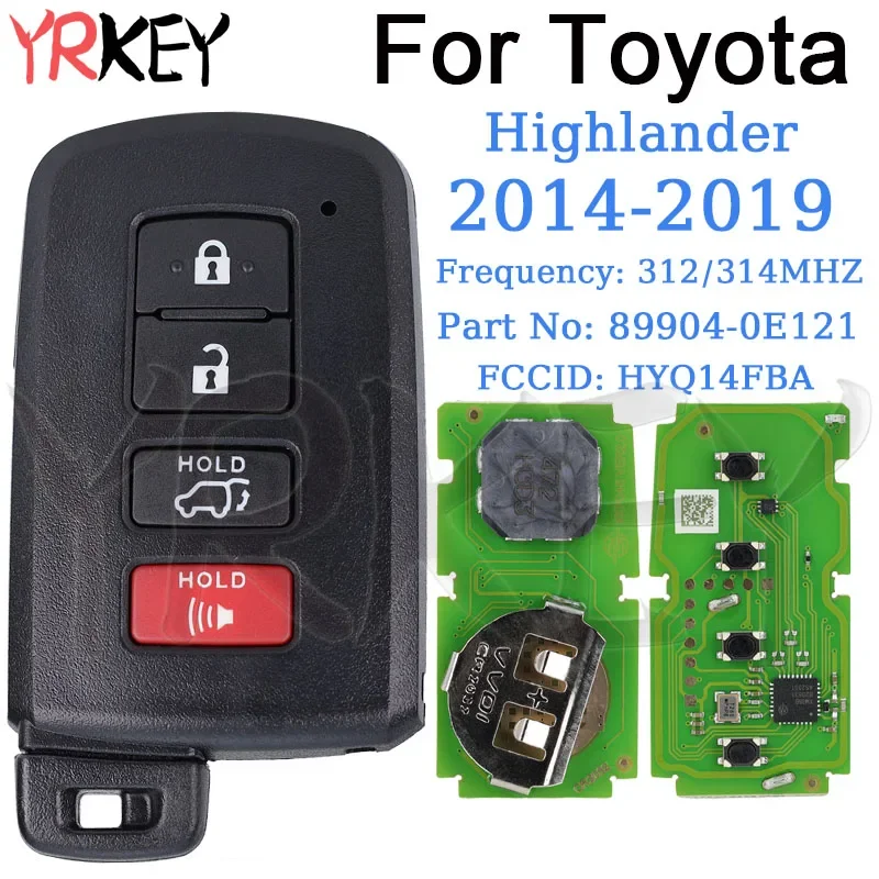 Автомобильный дистанционный ключ для Toyota Highlander 2014-2019 HYQ14FBA 312/314 МГц 89904-0E121 плата 2110