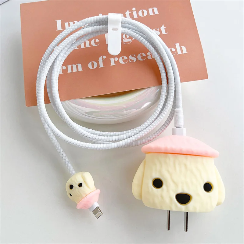 

Cute Dinosaur Dog Cable Protector Data Line Spiral Cable Winder Headphone Charger Data Cable Protective Case Wire Cord Protector