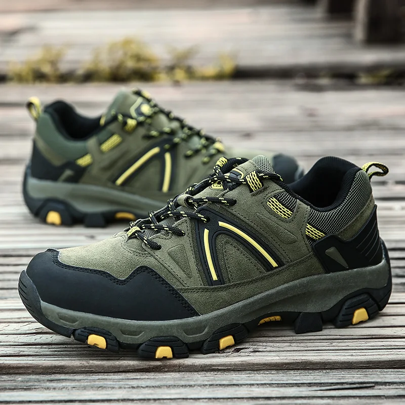 HIKEUP Outdoor Men Hiking Shoes Breathable Tactical Combat Army Boots Desert Training Sneakers Anti-Slip Trekking Sneakers