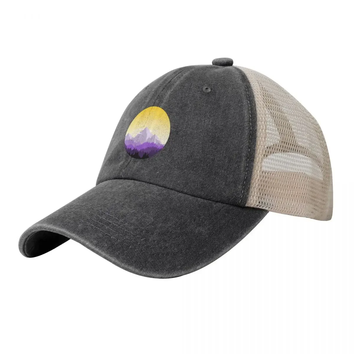 Enby Range Circle (Последний небинарный флаг Пейзаж) Бейсбольная кепка с капюшоном