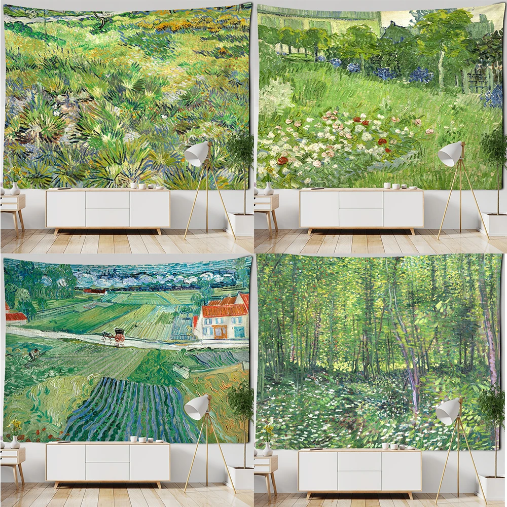 

Wall Hanging Bohemia Minimalist Home Art Aesthetics Room Decoration Pastoral Scenery Van Gogh Oil Painting Tapestry