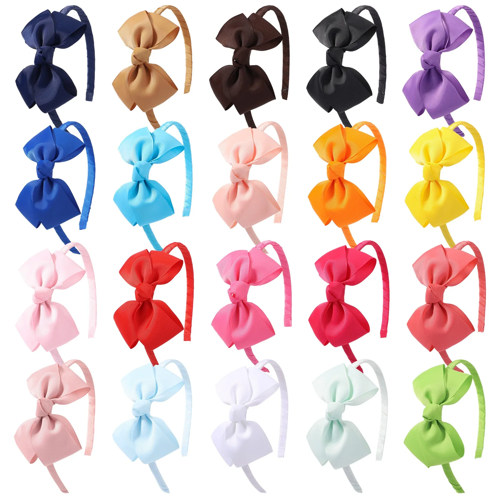 

20 Colors Colorful Grosgrain Ribbon Hairbands For Cute Girls Hair Hoop Handmade Hair Bands Headwear Kids Bows Hair Accessories